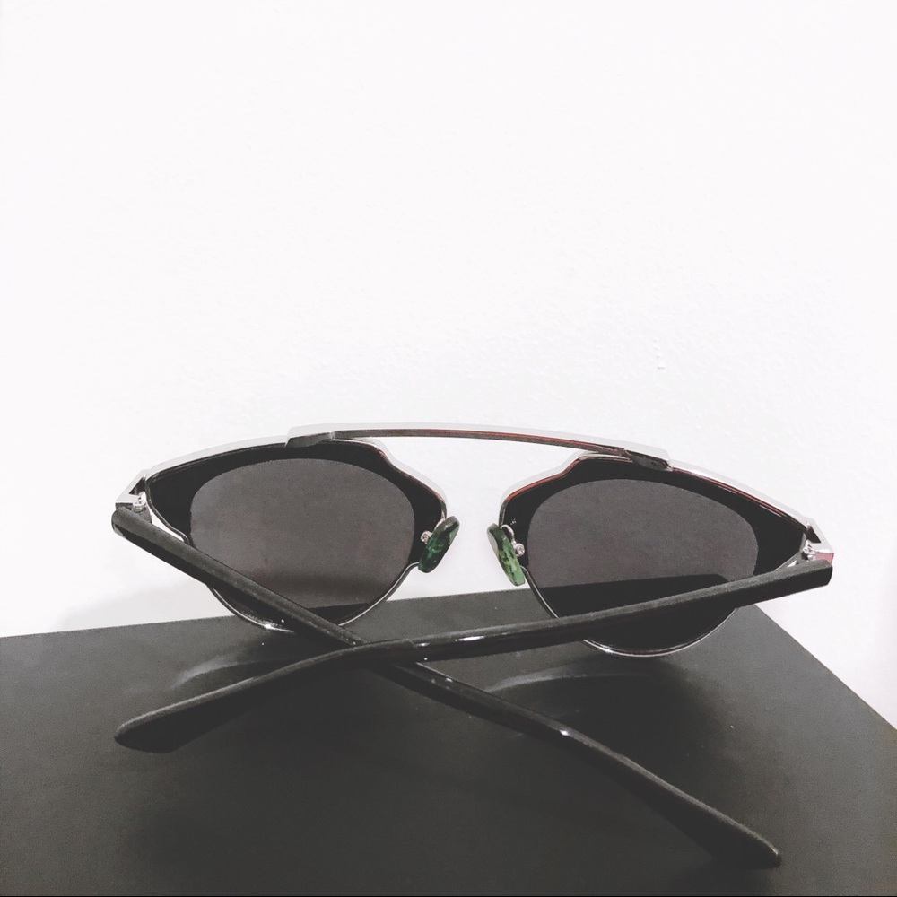 Black and Silver Sunglasses with Emerald Nosepads - Picture 3 of 3